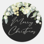 Sticker Rond Black Snowberry+Eucalyptus Joyeux Noël (Devant)