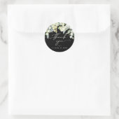Sticker Rond Black Snowberry+Eucalyptus Merci de vacances (Sac)