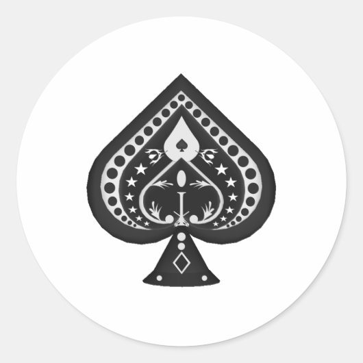 Sticker Rond Black Spades : Jouer Des Cartes Suit : (Devant)