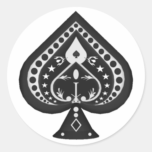 Sticker Rond Black Spades : Jouer Des Cartes Suit : (Devant)