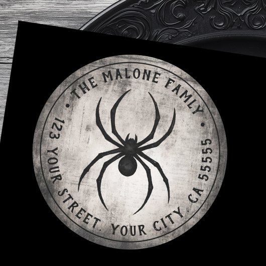 Sticker Rond Black spider Halloween return address label