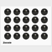 Sticker Rond Black Spring Honey Label Blanc Aquarelle Fleur (Feuille)