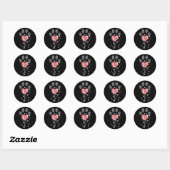 Sticker Rond Black Starlight Pink Heart Dog Empreinte de patte (Feuille)