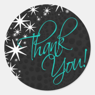Sticker Rond Black Stars Quinceañera Merci (noir/aqua)