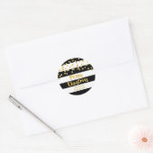 Sticker Rond Black Stripes Gold Confetti Joyeux Noël personnali (Enveloppe)