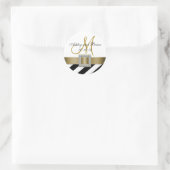 Sticker Rond Black Stripes Gold Ribbon Premier mariage Faveur (Sac)