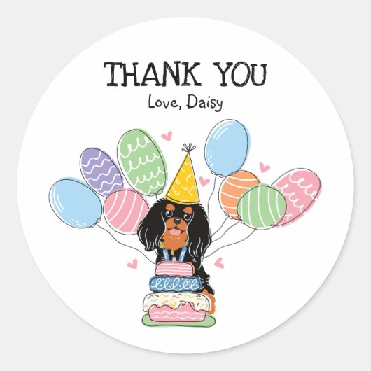 Sticker Rond Black Tan Cavalier King Charles Spaniel Anniversai (Devant)