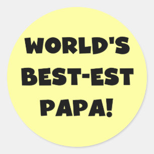 Sticker Rond Black Text World's Best of Papa Tshirts and Gifts