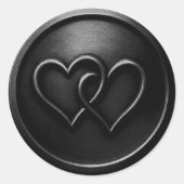 Sticker Rond Black Two Hearts Intertwined Wedding (Devant)