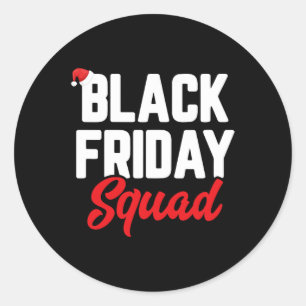 Sticker Rond Black vendredi équipe de shopping famille drôle ch
