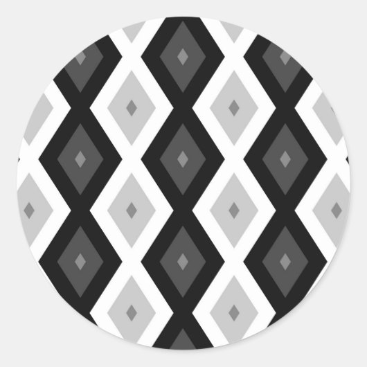 Sticker Rond Black, white and grey diamond pattern (Devant)
