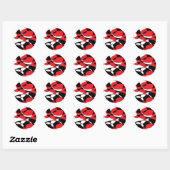 Sticker Rond Black, white and red ellipticals (Feuille)