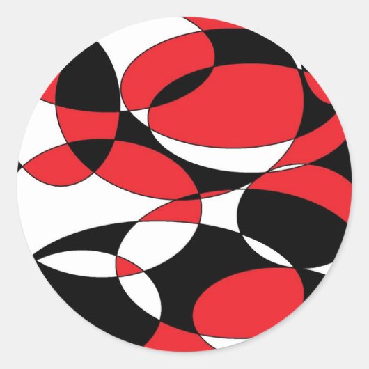 Sticker Rond Black, white and red ellipticals (Devant)