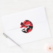 Sticker Rond Black, white and red ellipticals (Enveloppe)