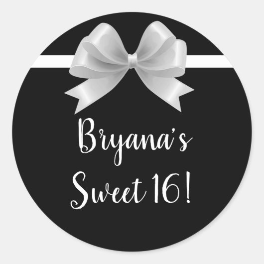 Sticker Rond Black & White Bow Classy Élégant Glam Favoriser (Devant)