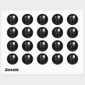Sticker Rond Black White Champagne Bouteille Festive Lunettes d (Feuille)