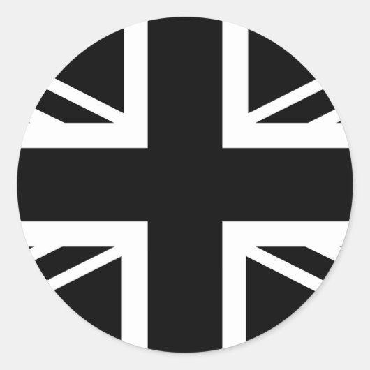 Sticker Rond BLack & White Classic Union Jack British(UK) Flag (Devant)