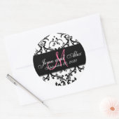 Sticker Rond Black White Damask Enregistrer l'étiquette de date (Enveloppe)