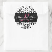 Sticker Rond Black White Damask Enregistrer l'étiquette de date (Sac)