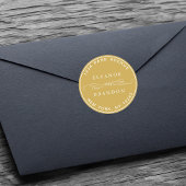 Sticker Rond Black & White Elegant Wedding Adresse de retour