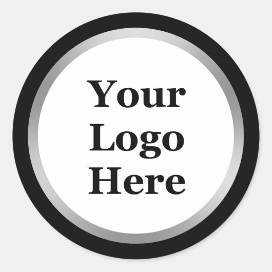 Sticker Rond Black, White et Faux Silver Votre logo ici (Devant)