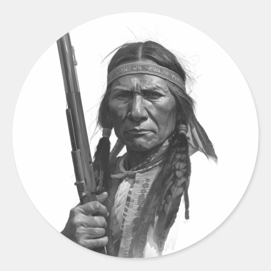 Sticker Rond Black & White Geronimo (Devant)