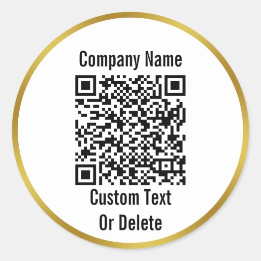 Sticker Rond Black White & Gold QR Code Votre texte Nom de la s (Devant)