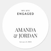 Sticker Rond  Black & White Luxe Minimalist Engagement  (Devant)