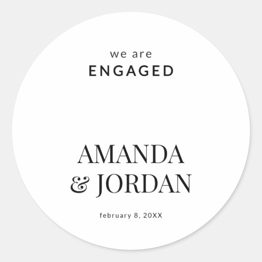 Sticker Rond  Black & White Luxe Minimalist Engagement  (Devant)