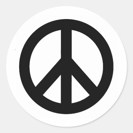 Sticker Rond Black White Peace Sign Symbol (Devant)