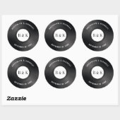 Sticker Rond Black White Rock N Roll Monogramme Nom Vinyl Recor (Feuille)