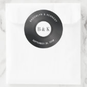 Sticker Rond Black White Rock N Roll Monogramme Nom Vinyl Recor (Sac)