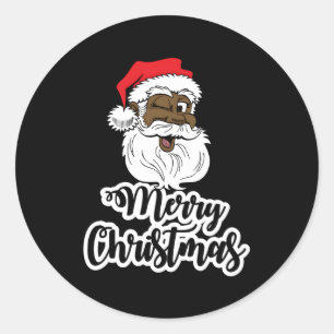 Sticker Rond Black Wing Père Noël Joyeux Africain Américain Pèr