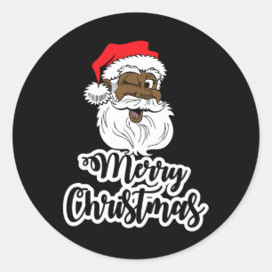 Sticker Rond Black winking père Noël joyeux noël amérique afric