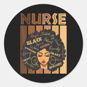 Sticker Rond Black Woman Magic Afro Melanin Queen Histoire noir