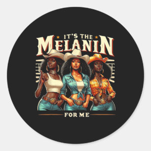 Sticker Rond Black Woman Retro C'est le Melanin pour moi Noir U