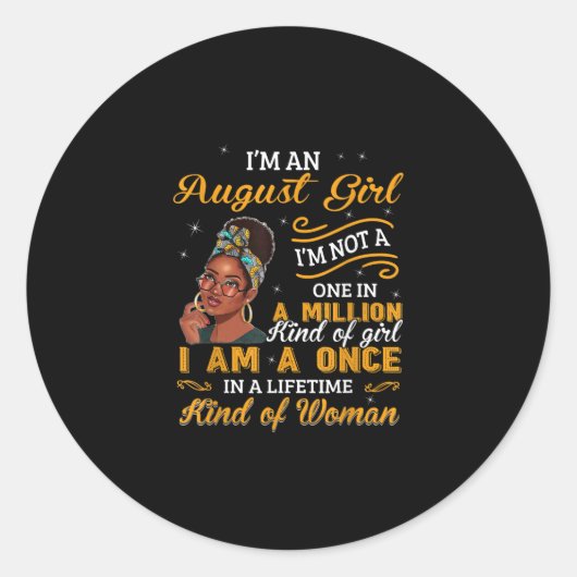 Sticker Rond Black Women August Birthday (Devant)