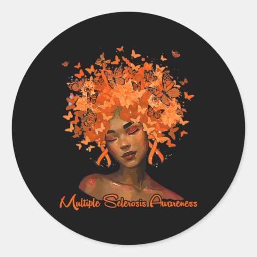 Sticker Rond Black Women Queen Orange Ruban Sclérose Multiple (Devant)