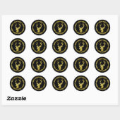 Sticker Rond Black Wreath Gold Deer Noël (Feuille)