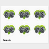 Sticker Rond Blackberries sur feuille (Feuille)
