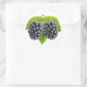 Sticker Rond Blackberries sur feuille (Sac)