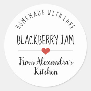 Sticker Rond Blackberry blanc fait maison avec amour