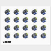 Sticker Rond Blackberry et bleuets (Feuille)