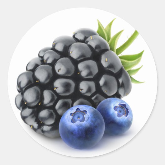 Sticker Rond Blackberry et bleuets (Devant)