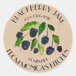 Sticker Rond Blackberry Jam Blackberry Watercolor