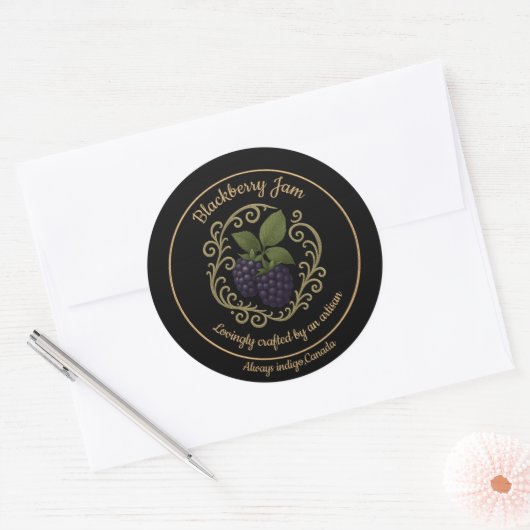 Sticker Rond Blackberry Whisper – Artisan Jam Label (Enveloppe)