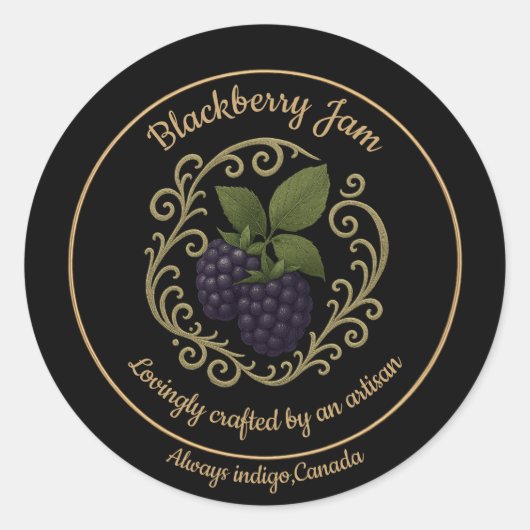 Sticker Rond Blackberry Whisper – Artisan Jam Label (Devant)