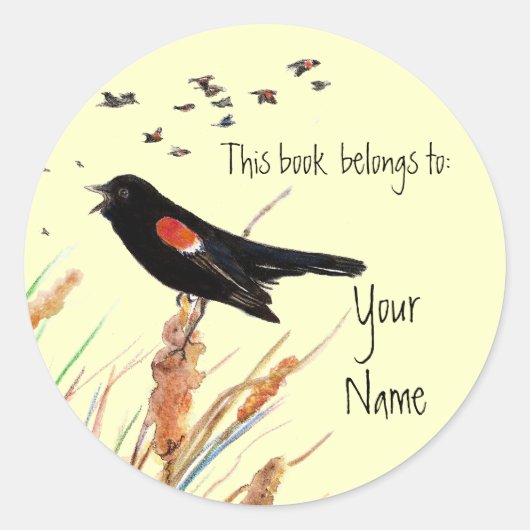 Sticker Rond Blackbird, Ce livre appartient à Bookplate (Devant)