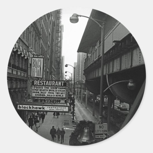 Sticker Rond Blackhawk, rue des signes du restaurant de Chicago (Devant)