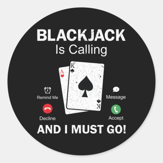 Sticker Rond Blackjack Gambling 21 Blackjack (Devant)